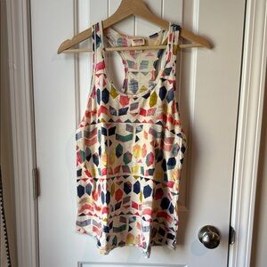 Mossimo Supply Co. Cream Multicolor Geometric Racerback Tank